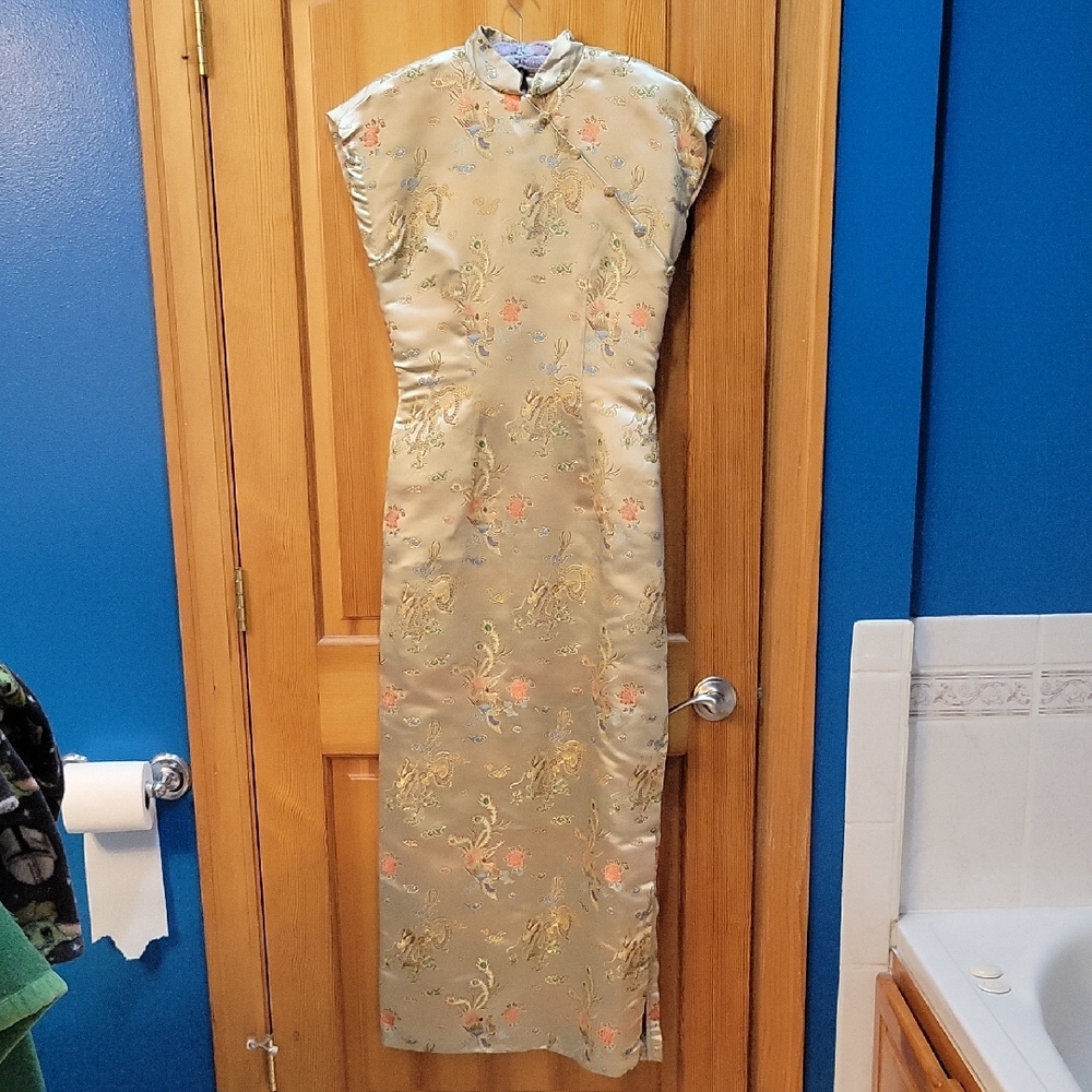 Gold Brocade Chinese Style Dress Size 6